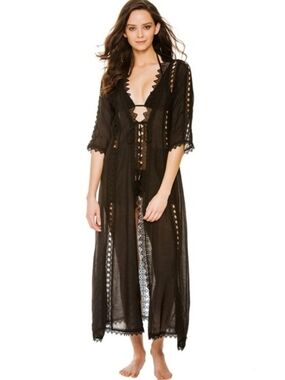 Elan Crochet & Lace Black Swim Cover-Up | Size S - NWT